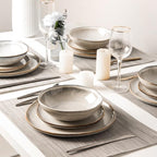 AmorArc Ceramic Dinnerware Sets,Handmade Reactive Glaze Stoneware Plates and Bowls Sets,Highly Scratch Resistant | Dishwasher & Microwave Safe Dishes Set,Service for 8 (24pc)