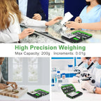 Fuzion TU-X Digital Gram Scale, 200g/0.01g Pocket Herb Scale with 6 Units for Personal Hobbies, Small Scale .01 Gram Accuracy Measuring Jewelry, Food, Powder