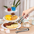 18 Pack Premium Small Serving Tongs, Mini Stainless Steel Appetizer Tongs Black 4.33Inch