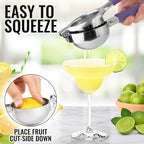 Zulay Kitchen Lemon Squeezer Stainless Steel with Premium Heavy Duty Solid Metal Squeezer Bowl and Food Grade Silicone Handles - Large Manual Citrus Press Juicer and SS Lime Squeezer (Purple)