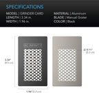 AC Infinity Grinder Card, Black Aluminum Milling Tool with Manual Grater Surface for Pepper, Spices, and Tea