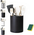 Utensil Holder,Large 360°Rotating Kitchen Utensil Holder For Counter,Cooking Silverware Organizer Stainless Steel Caddy Flatware Spoon Spatula Tool Cutlery Container