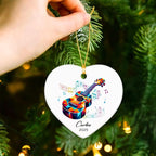 2025 Ukulele Musical Ceramic Ornaments Christmas Tree, Personalized Ukulele Player Ornament Gifts, Musician Ceramic Ornaments, Customized Instrument Xmas Hanging Ornament Keepsake with Name & Year