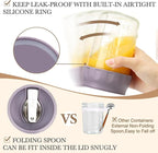 SOLIGT 2 Pack Overnight Oats Containers with Lids, Folding Spoons and Divided Compartments for Fruit & Nuts, Small Glass 16oz Mason Jars for Oatmeal Yogurt Parfait