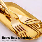 WDF300 Pieces Gold Plastic Silverware - Heavy Duty Disposable Cutlery Set Plastic Gold Silverware Set Includes 100 Forks, 100 Spoons, 100 Knives for Party/Thanksgiving