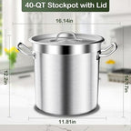 Stainless Steel Stock Pot，20QT Large Stock Pot with Lid for Boiling Cooking Soup Stew Canning, Heavy Duty Tri-Ply Bottom for Boiling Cooking Soup Stew Canning Cooking Pots, Cookware Sauce Pots
