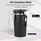 Coffee Canister Set of 3, Airtight Coffee Container with Date Tracker Lid, Stainless Steel Canister for Kitchen Food Storage (Black, 180oz)