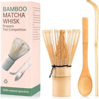 3Pcs Ceremonial Grade Matcha Whisk Set with Bamboo Matcha Whisk, Scoop & Spoon – Traditional Bamboo Tea Set for Macha Tea Preparation – Ideal Gift Macha kit for Beginners and Enthusiasts