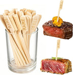 500 Pcs 3.5 Inch Assorted Bamboo Wood Steak Markers, PEOUWNES Steak Temperature Sticks Paddle Skewers for BBQ Party Kitchen Parties Catering Cocktail Fruit Grilling Roasting or Buffets Food