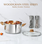 KOCH SYSTEME CS Stainless Steel Pot - 6 Quart Induction Stainless Steel Stock Pot with Lid for Pasta, Soup, Spaghetti, Steel Soup pots with Heat-Resistant Bakelite Double Handle, Dishwasher Safe