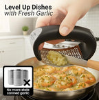 Zulay Kitchen Stainless Steel Garlic Press Rocker Set - Premium Garlic Mincer Garlic Crusher - New Innovative Garlic Crusher with Peeler and Scraper - Comfortable Grip (Black)