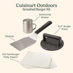 Cuisinart Smash Burger Kit, Cast Iron Press, Spatula, Seasoning Shaker and Patty Papers for Perfect Cookouts, Barbecues and Tailgates