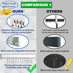 Strong Magnetic Knife Holder for Wall, 17 Inch No-Drill Knife Strip with 12 Hooks & Adhesive, Holds Kitchen Utensils & Tools - YIIYIIN