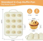 12-Cup Silicone Cupcake Pan, Nonstick Muffin Pan, Dishwasher Safe Muffin Tray with Handles, Food Grade Silicone Muffin Tin for Baking Egg Bites & Cupcakes