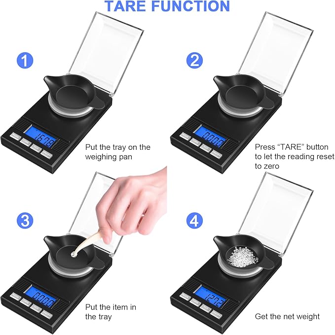 Fuzion Milligram Scale 50g/0.001g, Portable Jewelry Scale .001 Gram Accuracy, Mg Scale, Powder Scale, Microgram Scale, Milligram Scale for Powder with Tray/Tweezers/Calibration Weight