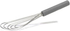 Flat Whisk Silicone Handle Non Slip 10" - 5 Wires Whisk with 10 Heads for Kitchen Cooking by Jell-Cell (Grey)