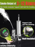 Advanced Smoke Tube for Pellet Smoker, Latest Upgrade Cold Smoker Generator for Gas Grilling, Portable Cordless Electric, Hot or Cold Smoking: Fit Any Grill or Smoke, Perfect Gifts for Men, Fathers