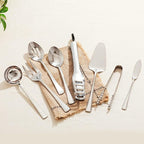 KINGSTONE 16 Piece Serving Utensils Set, 18/10 Stainless Steel Serving Utensils, Slotted Spoon, Fork, Tong, Soup Ladle, Cake Server, Butter Knife and Ice Tong for Buffet, Parties, Kitchen