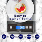 hito Food Scale 33lb Digital Kitchen Scale Rechargeable Waterproof Weight Grams and oz 1g/0.1oz Precise, for Weight Loss, Cooking and Baking, Black