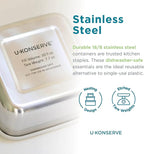 U Konserve Stainless Steel Nested Trio Food Storage Container Bento Box, Set of 3 (15, 30, & 50 oz), Leak Resistant, Silicone Lid, Dishwasher Safe, Plastic Free