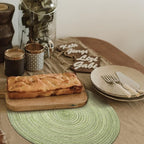 FunWheat Round Braided Placemats Set of 4 Place mats for Dining Tables Woven Heat Resistant Table Mats 15 inch (E Light Green, 4pcs)