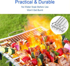 BBQ Shish Kabob Skewers, Kebab Skewers 17.7" Stainless Steel Reusable Flat BBQ Sticks for Meat Chicken Shrimp and Vegetable(8-Pack)