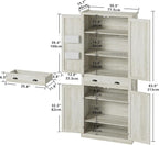 IRONCK Kitchen Pantry Storage Cabinet 83.9" H, with Barn Doors, Drawer, 4 Adjustable Shelves, Freestanding Cupboard for Dining Room Living Room, Laundry, Rustic Maple