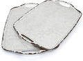 TP Serving Trays with Handles, 17 x 12 Inch Melamine Serving Platters for Food, Meat, Set of 2 Rectangular Trays for Eating, Rustic White