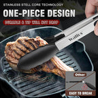 Heat Resistant Silicone Tongs Set - 600 Degrees, Kitchen Tongs for Cooking, Grilling, Turning - Stainless Steel and BPA Free Silicone Tips (7", 9" and 12 inch)