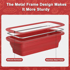 Silicone Bread Loaf Pan With Foldable Function and Metal Reinforced Frame,Rectangular Non-Stick Baking Mold Pans for Oven, Bread, Cake, Easy Release(9"x4"x2.5", Red, 1 Piece)