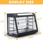 Whalefall 35" Countertop Food Warmer,3-Tier Food Warmer Display Commercial, Warm for Food Pizza Warmer w/ 3D Heating with Stainless Frame Sliding Glass Doors Pastry Display Case for Buffet Restaurant