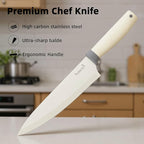 KUISINE Sharp Chef Knife Set Upgraded,High Carbon Stainless Steel Ergonomic Handle Knife Set with 3-hole Bottom Block,Easy to Drain and Clean(Ivory Silver Pro,6PCS)