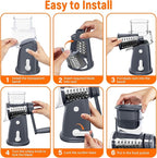 Rotary Cheese Grater Hand Crank with 5 Interchangeable Blades, Vegetable Slicer Chopper for Fruit Vegetable Nuts, Mandoline Slicer for Kitchen with Blades Rack & Suction Base, Grey