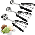 Cookie Scoops for Baking Set of 3, Include 1 tablespoon/2 tablespoon/3 tablespoon, 18/8 Stainless Steel Cookie Scooper for Baking, Non-slip Grip, Ice Cream Scooper with Trigger Release
