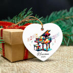 Piano Xmas Tree Ceramic Ornament Gifts for Music Lovers, Personalized Name & Year Piano Player Ornaments 2025, Pianist Ceramic Ornament Christmas Hanging, Custom Musical Instrument Ornaments Decor