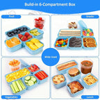 moleath Bento Box with 6 Removable Compartments Lunch Box, Microwave & Dishwasher Safe, Leakproof BPA-Free Snack Containers Ideal for Office, Picnic, Camping, Party, Travel, Blue