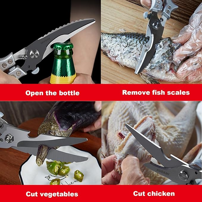 2 Pack Kitchen Shears,Heavy Duty Stainless Steel All-Purpose Poultry Meat Scissors for Cooking-Dishwasher Safe