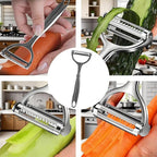 Julian Peeler for Vegetable, Multifunctional Vegetable Cutter Set – Stainless Steel Double-Layer Slicer with Julienne Peeler for Cabbage, Carrots, Potatoes – Kitchen Prep Tool Combo