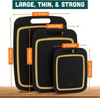 Earth’s Dreams Wood Cutting Board Set 3-Piece: Small, Large & Extra Large - Charcuterie Board, Non-Plastic, Non-Toxic, Heavy-Duty, Dishwasher Safe (Black/Tan)