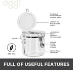 Oggi 4pc Clear Canister Set with Clamp Lids Airtight Containers in Sizes Ideal for Kitchen & Pantry Storage of Bulk, Dry Foods Including Flour, Sugar, Coffee, Rice, Tea, Spices & Herbs (Pack of 3)