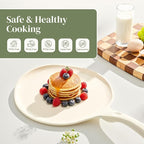 Redchef Nonstick Crepe Pan Nonstick 12 Inch with Ceramic Coating, Non Stick Flat Skillet, Professional Pancake Griddle Pan, Induction Compatible, PFAS/PFOA/PTFE Free, Stay-Cool Handle (Beige White)