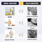 Chef Power Premium Quality 5 in 1 Cheese Grater Hand Crank - Stainless Steel Rotary Cheese Grater for Effortless Grating - Durable and Ergonomic Design for Professional and Home Use (Beige)