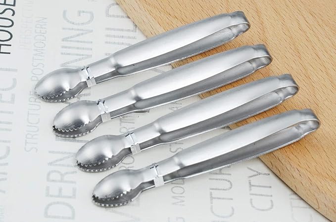 Sugar Tongs 4-Inch Mini Serving Tongs Stainless Steel Appetizer Tongs, Set of 4