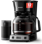 ecozy 12-Cup Programmable Coffee Maker with Electric Coffee Grinder Combos, Drip Coffee Machine with Pause & Pour Function, Auto Shutoff, Keep Warm, Brezzano DuoSet
