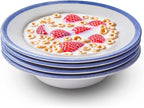 Portmeirion Potter's Brushstroke Oatmeal Bowl (Set of 4) - Ideal for Porridge, Soup, Desserts - Microwave & Dishwasher Safe Earthenware Bowls, Durable Dishware Collection - Made in UK (Blue)