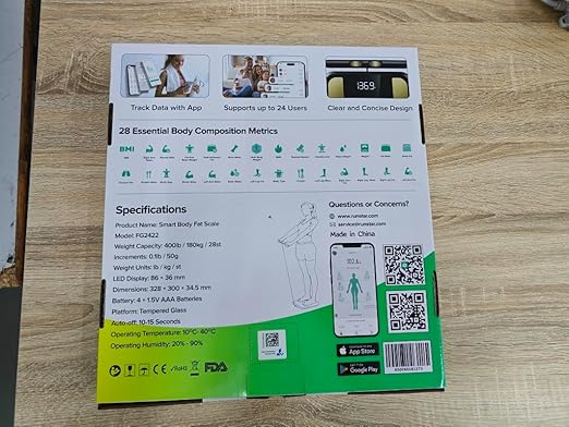 RunStar Smart Scale for Body Weight, Full-Body Bathroom Scale with 8 Electrodes for BMI, Muscle Mass, 3-Metric Display, High-Accuracy Body Composition Monitor with 28 Metrics & App Connectivity