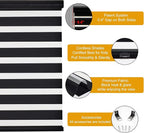 Persilux Cordless Zebra Blinds for Windows Free-Stop Roller Windows Shades (34" W X 47" H, Black) Dual Layer Light Control for Day and Night, Light Filtering Sheer Shades for Home, Easy to Install
