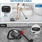 Steam Cleaner, Powerful Heavy Duty Canister Steamer with 34 Accessories, Steam Mop with 16.4 Ft Extra-Long Power Cord for Home Floor Cleaning, Grout, Upholstery, Car Detailing, Grey