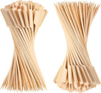 200 PCS Bamboo Skewers for Appetizers, 3.5 Inch Toothpicks, Cocktail Picks for Drinks, Fruit Kababs, Sausage, Barbecue Snacks, Natural Wooden Paddle Skewer Mini Food Sticks, Charcuterie Accessories
