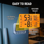 ThermoPro Wireless Freezer Fridge Thermometer with Alarm, 500 ft/150 m Range, High Accuracy, Rechargeable Refrigerator Thermometer with Backlit LCD Display, Battery Included